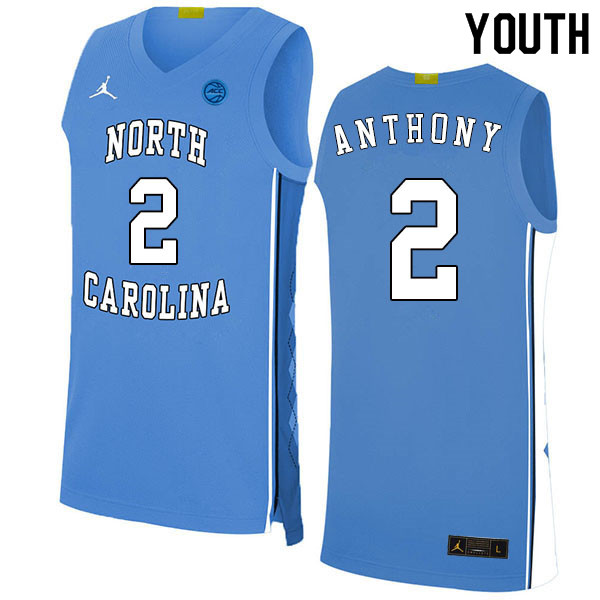 2020 Youth #2 Cole Anthony North Carolina Tar Heels College Basketball Jerseys Sale-Blue